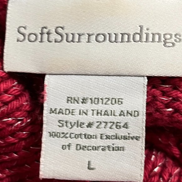 Soft Surroundings Mixed Button Crystal Rhinestone Shimmery Red Tunic Sweater L - Picture 7 of 11